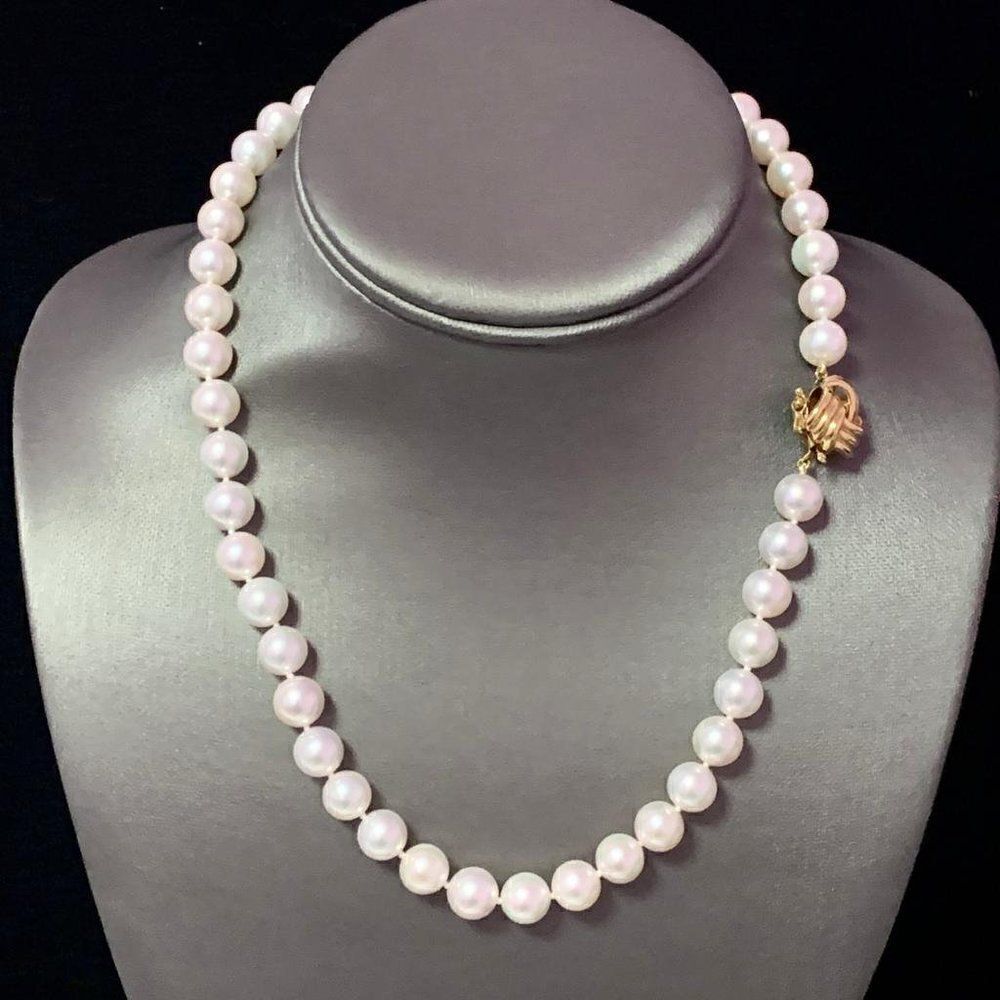 Akoya Pearl Necklace 14k Yellow Gold 17.75" 9 mm Certified $12,950 018561